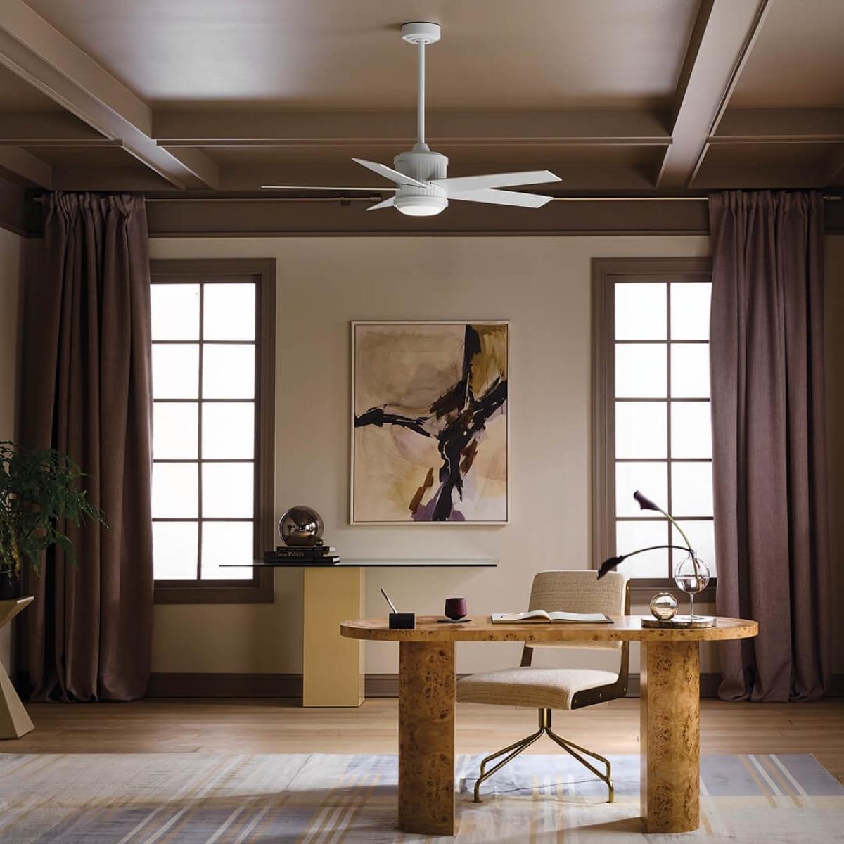 Brahm 48 Inch Matte White LED Indoor Ceiling Fan with Remote - Bees Lighting