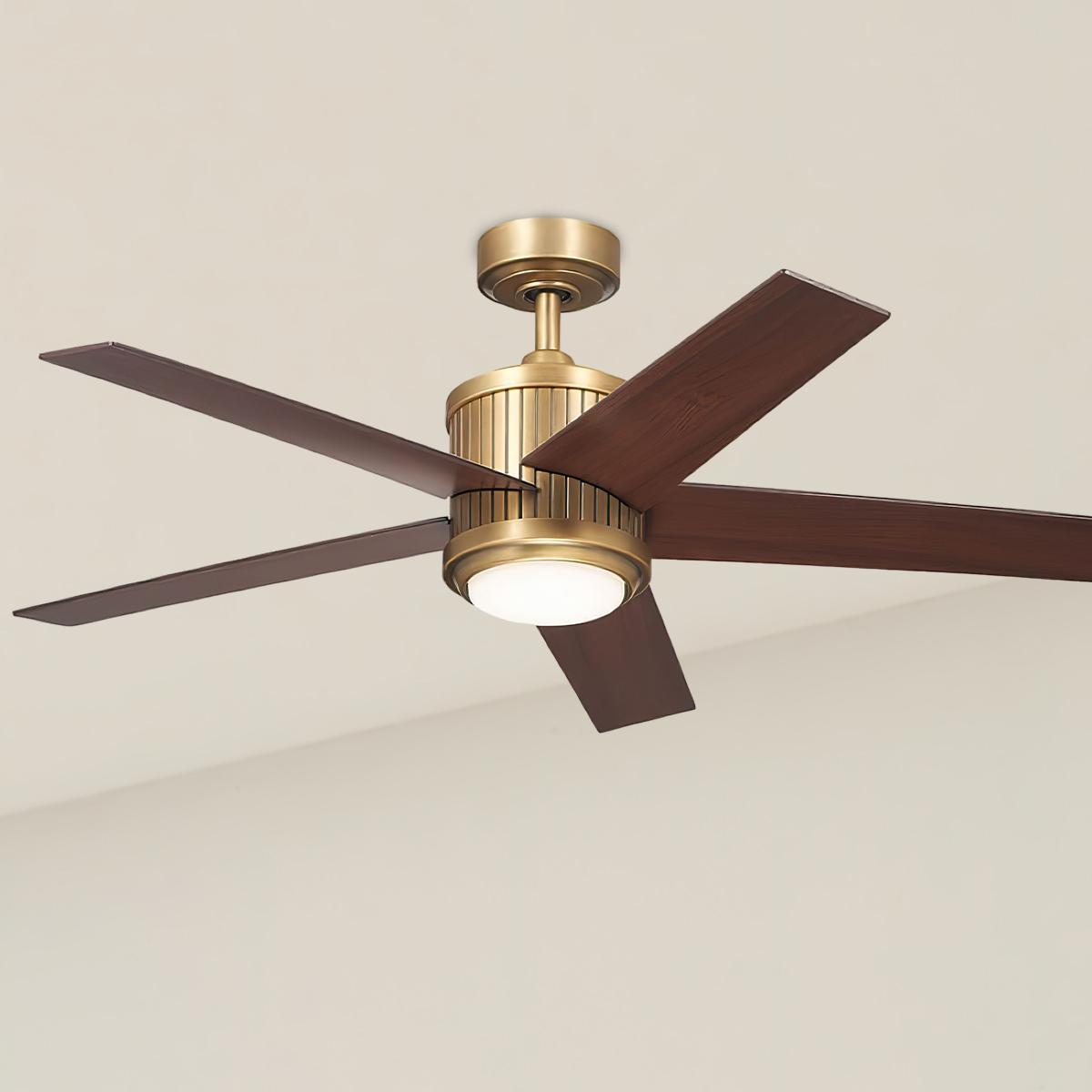 Brahm 48 Inch Natural Brass LED Indoor Ceiling Fan with Remote - Bees Lighting