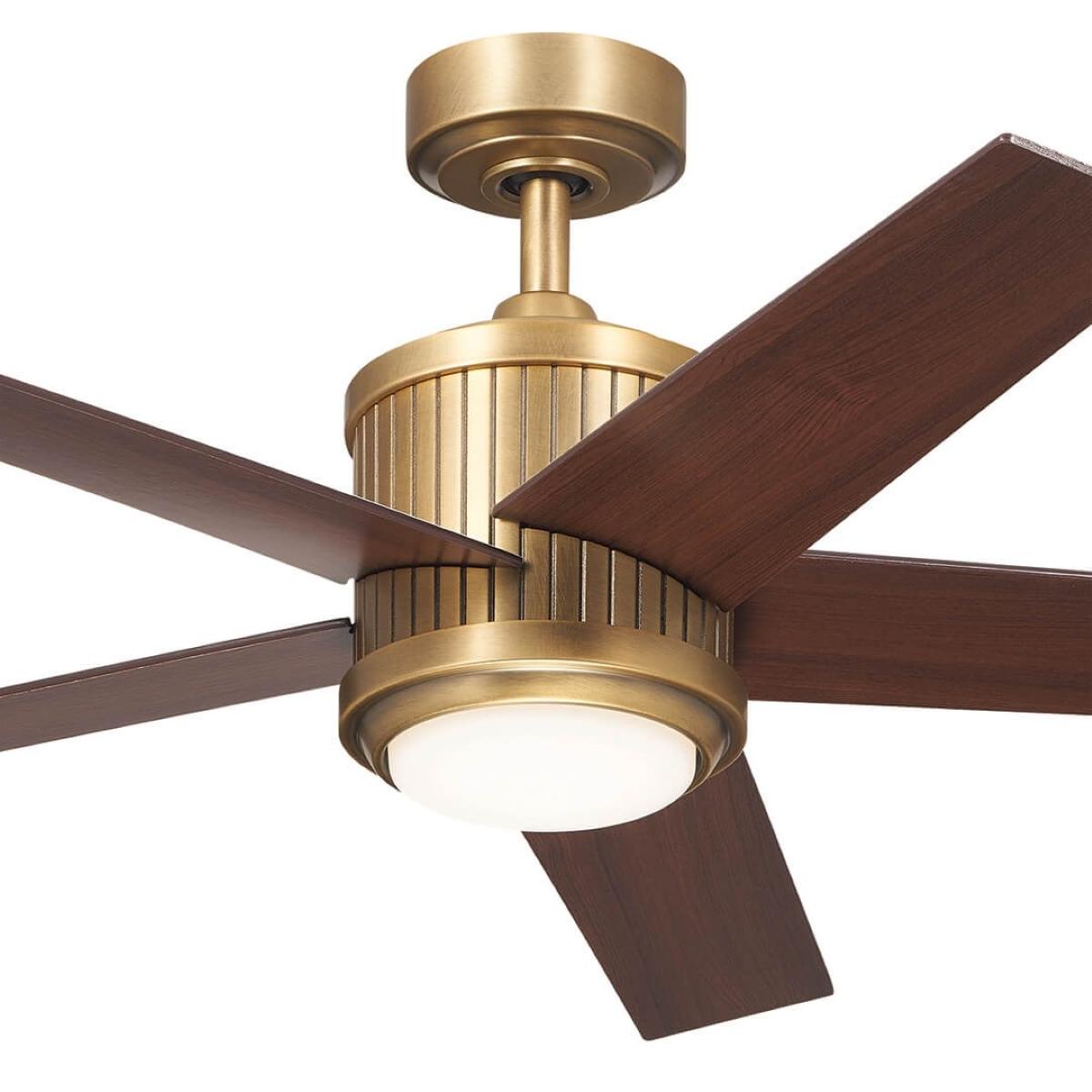 Brahm 48 Inch Natural Brass LED Indoor Ceiling Fan with Remote - Bees Lighting