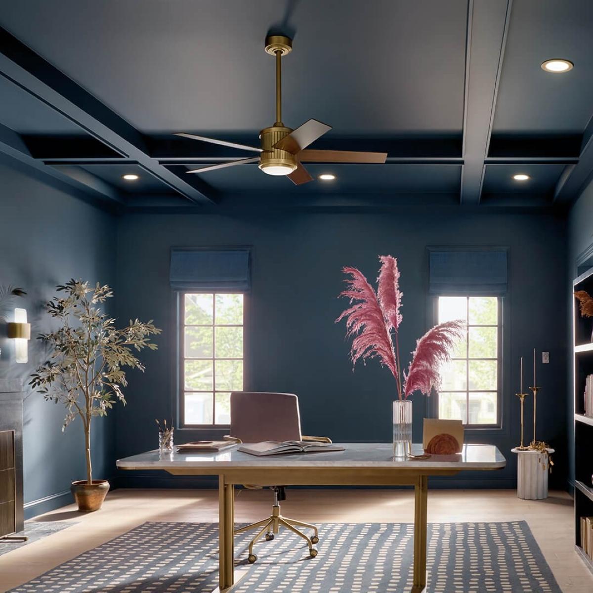 Brahm 48 Inch Natural Brass LED Indoor Ceiling Fan with Remote - Bees Lighting