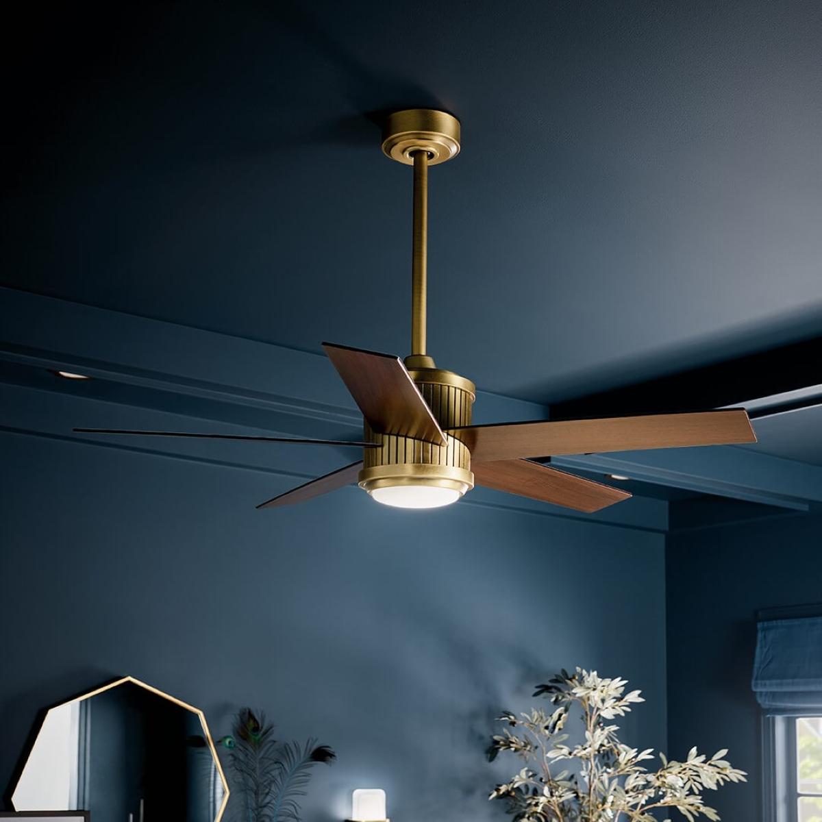 Brahm 48 Inch Natural Brass LED Indoor Ceiling Fan with Remote - Bees Lighting