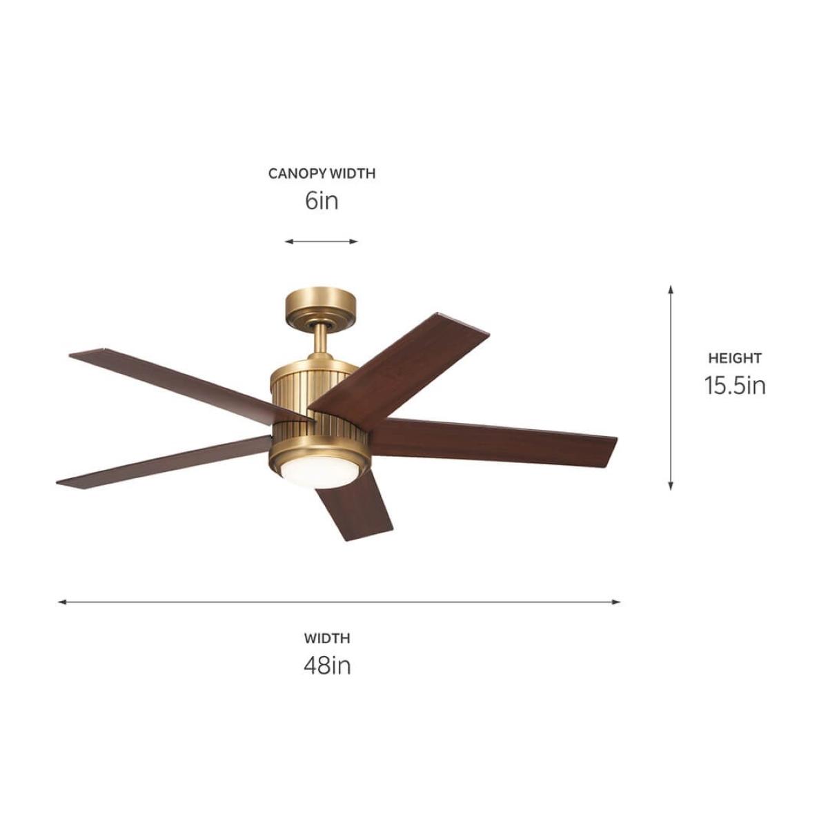 Brahm 48 Inch Natural Brass LED Indoor Ceiling Fan with Remote - Bees Lighting