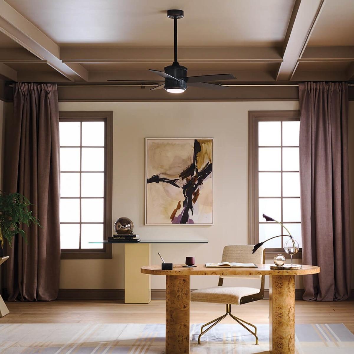 Brahm 48 Inch Satin Black LED Indoor Ceiling Fan with Remote - Bees Lighting