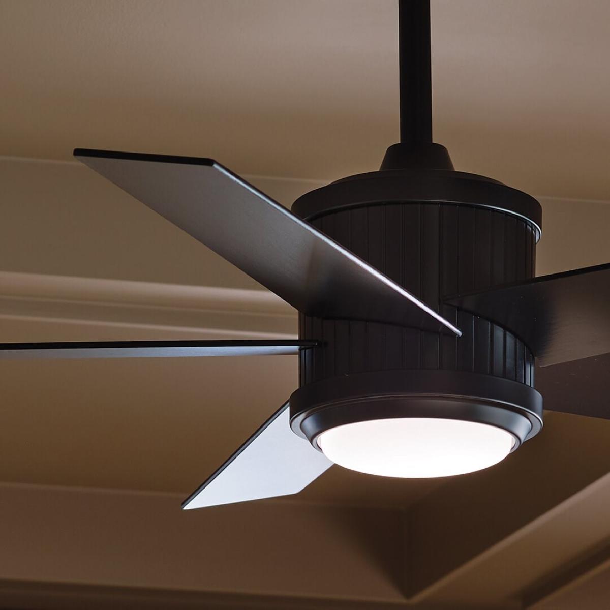 Brahm 48 Inch Satin Black LED Indoor Ceiling Fan with Remote - Bees Lighting