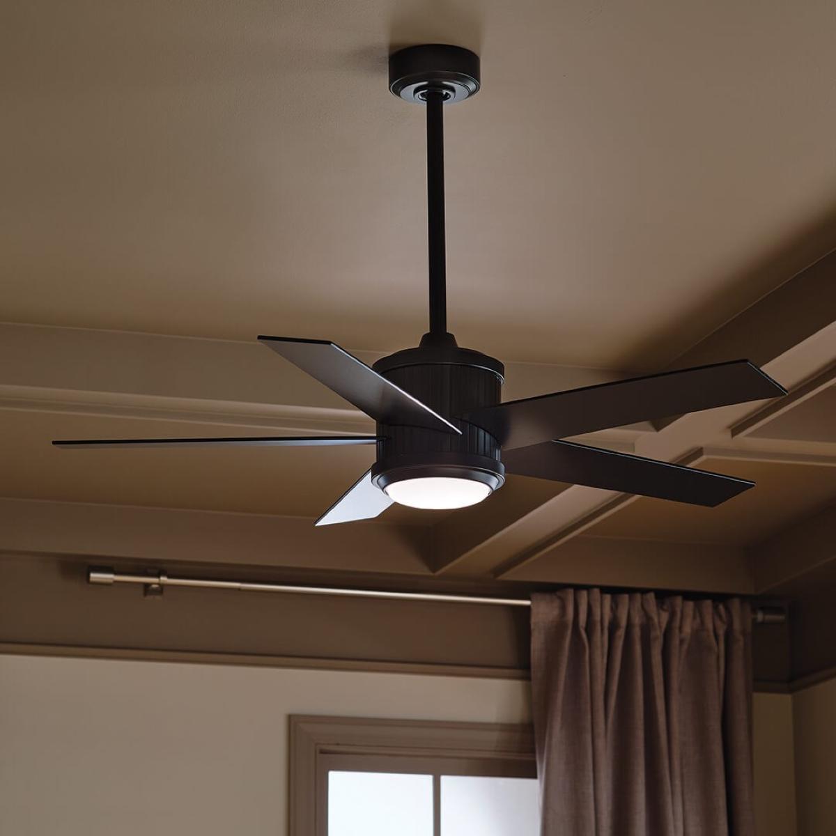 Brahm 48 Inch Satin Black LED Indoor Ceiling Fan with Remote - Bees Lighting