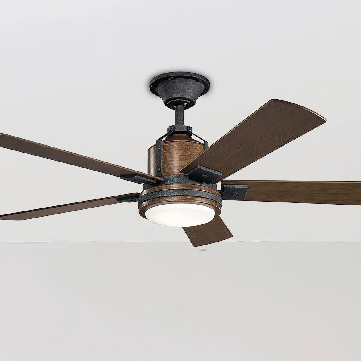 Colerne 52 Inch Rustic Ceiling Fan With Light, Wall Control Included