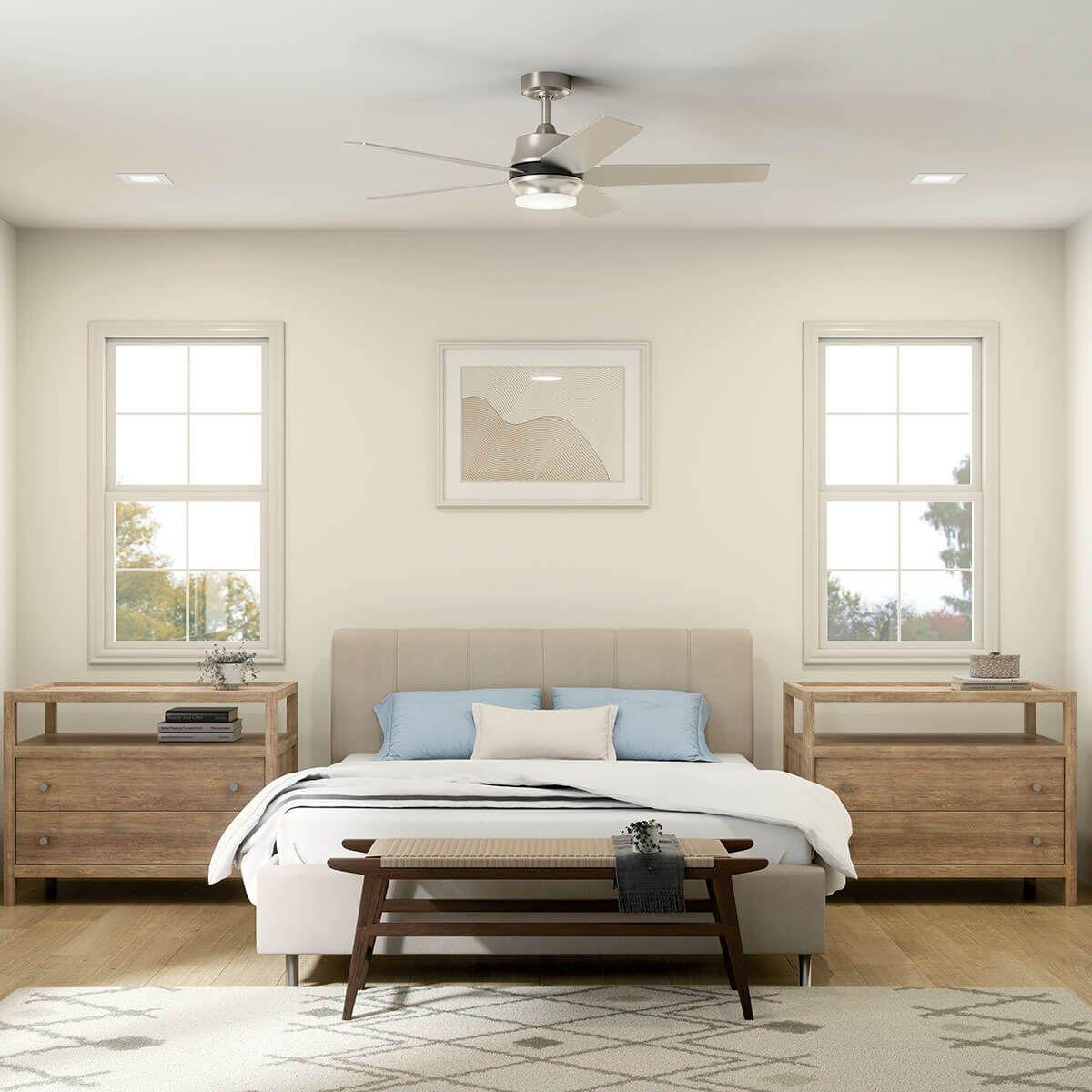 Maeve 52 Inch Brushed Stainless Steel LED Indoor Ceiling Fan with Remote - Bees Lighting