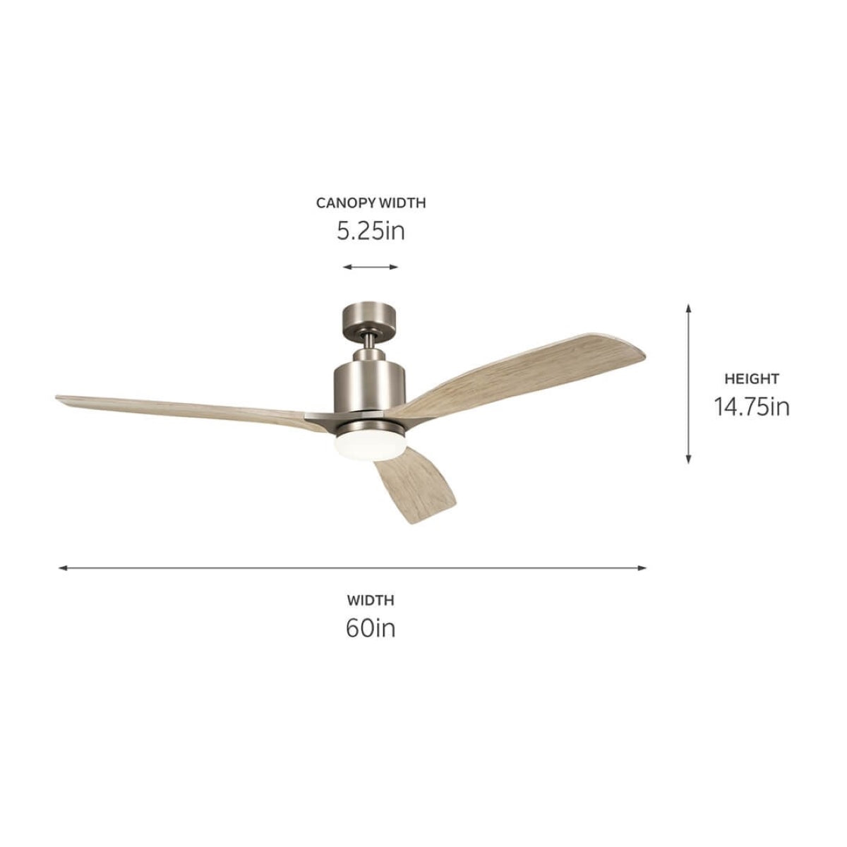 Ridley II 60 Inch Antique Pewter Indoor LED Ceiling Fan with Wall Control - Bees Lighting