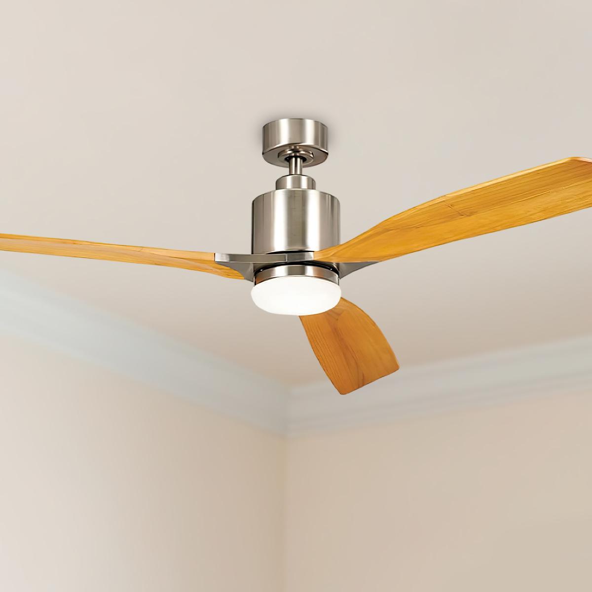 Ridley II 60 Inch Brushed Stainless Steel Indoor LED Ceiling Fan with Wall Control - Bees Lighting