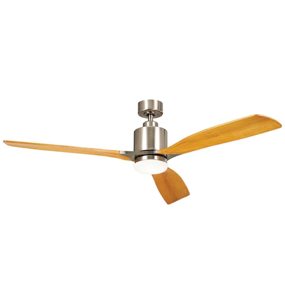 Ridley II 60 Inch Brushed Stainless Steel Indoor LED Ceiling Fan with Wall Control - Bees Lighting