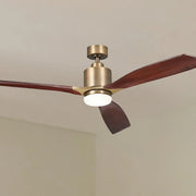 Ridley II 60 Inch Brushed Natural Brass Indoor LED Ceiling Fan with Wall Control - Bees Lighting