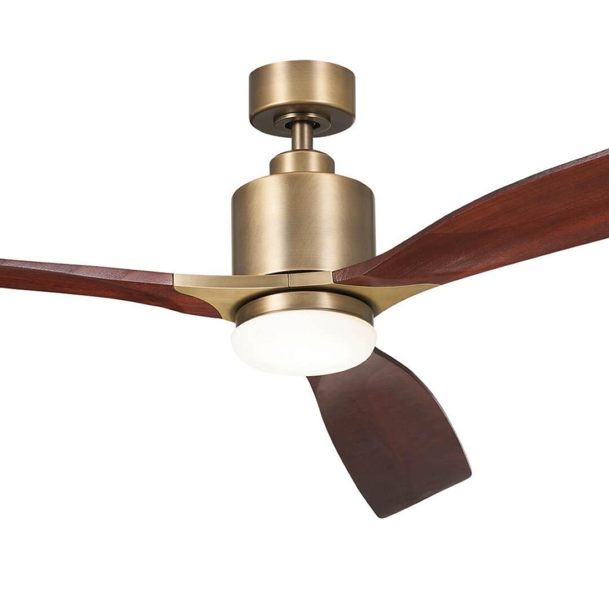 Ridley II 60 Inch Brushed Natural Brass Indoor LED Ceiling Fan with Wall Control - Bees Lighting