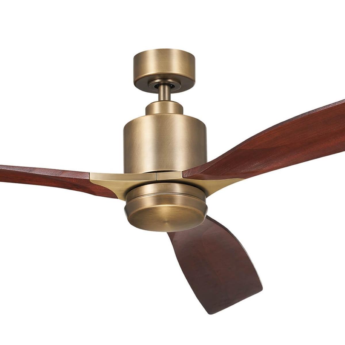 Ridley II 60 Inch Brushed Natural Brass Indoor LED Ceiling Fan with Wall Control - Bees Lighting