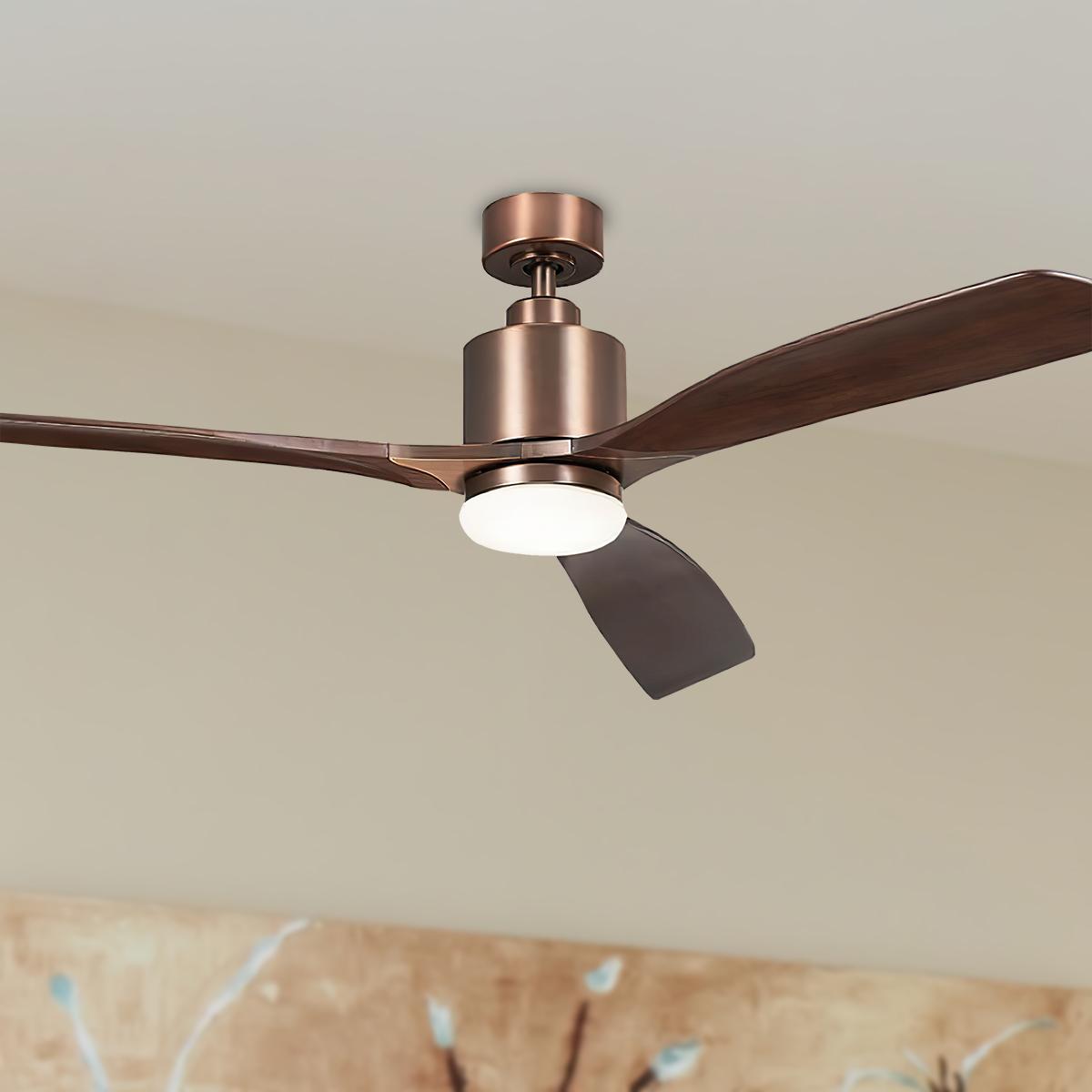 Ridley Ii 60 Inch Propeller Ceiling Fan With Light, Wall Control Included - Bees Lighting