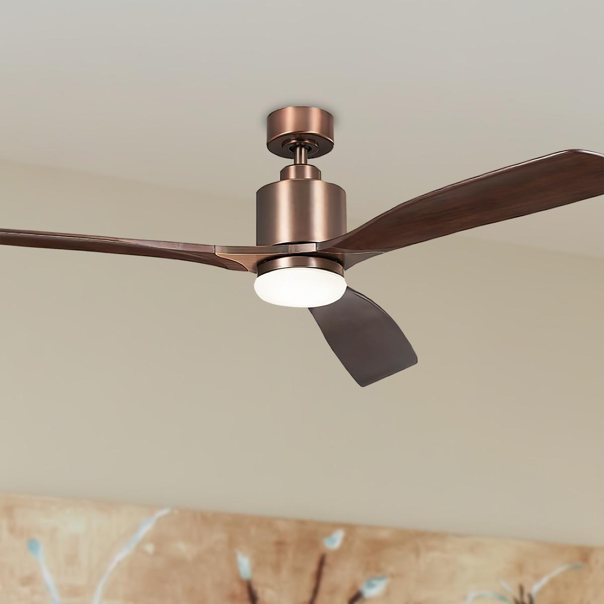 Ridley II 60 Inch Oil Brushed Bronze Indoor LED Ceiling Fan with Wall Control - Bees Lighting