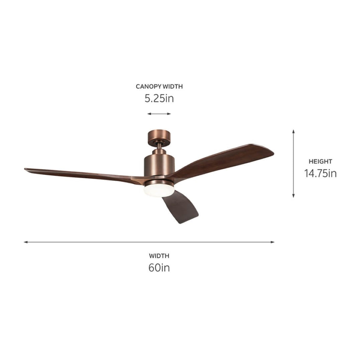Ridley II 60 Inch Oil Brushed Bronze Indoor LED Ceiling Fan with Wall Control - Bees Lighting