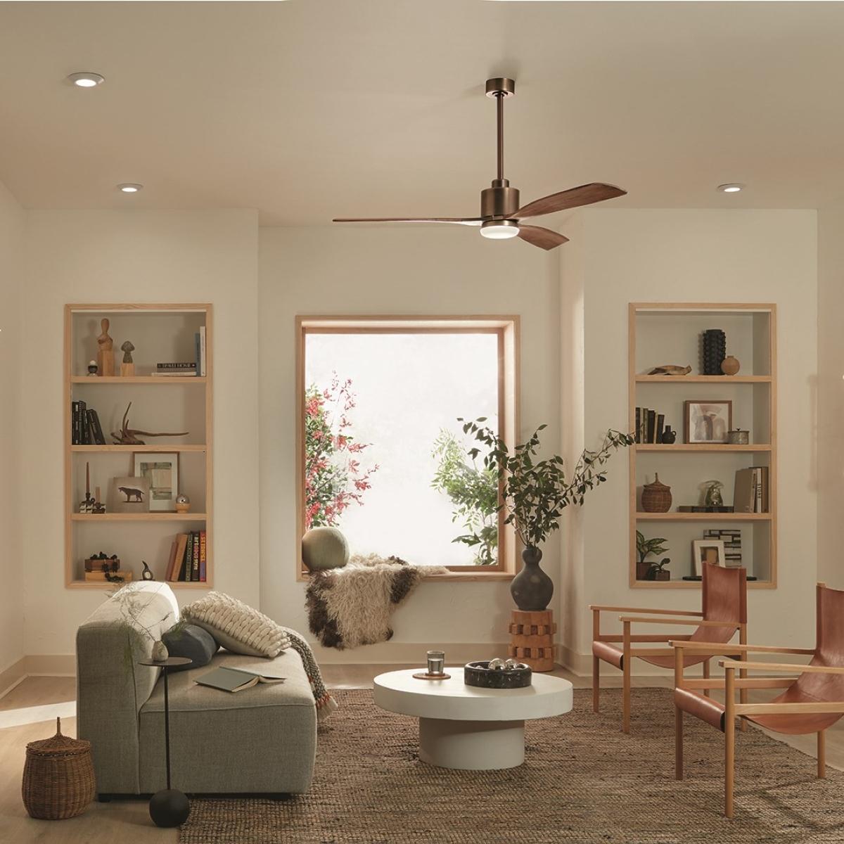 Ridley II 60 Inch Oil Brushed Bronze Indoor LED Ceiling Fan with Wall Control - Bees Lighting