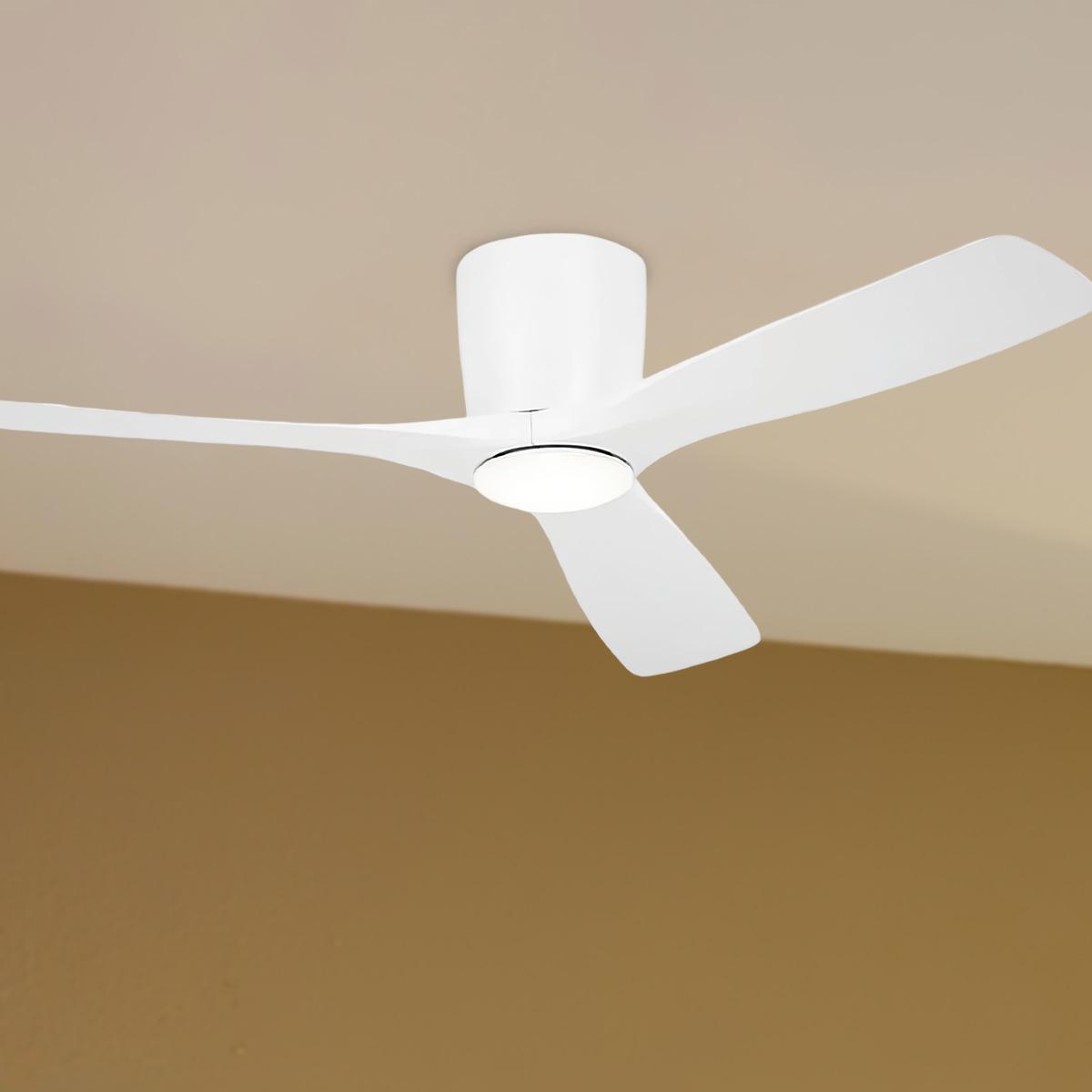 Volos 54 Inch Matte White Hugger LED Ceiling Fan with Wall Control - Bees Lighting