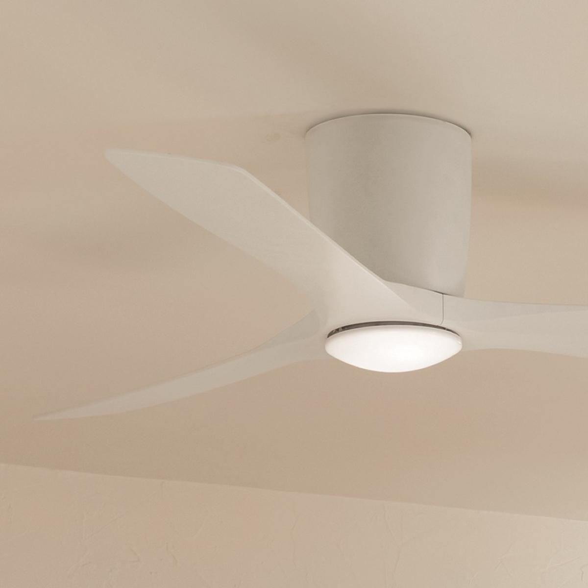Volos 54 Inch Matte White Hugger LED Ceiling Fan with Wall Control - Bees Lighting