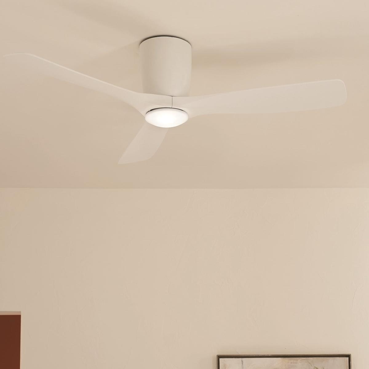 Volos 54 Inch Matte White Hugger LED Ceiling Fan with Wall Control - Bees Lighting
