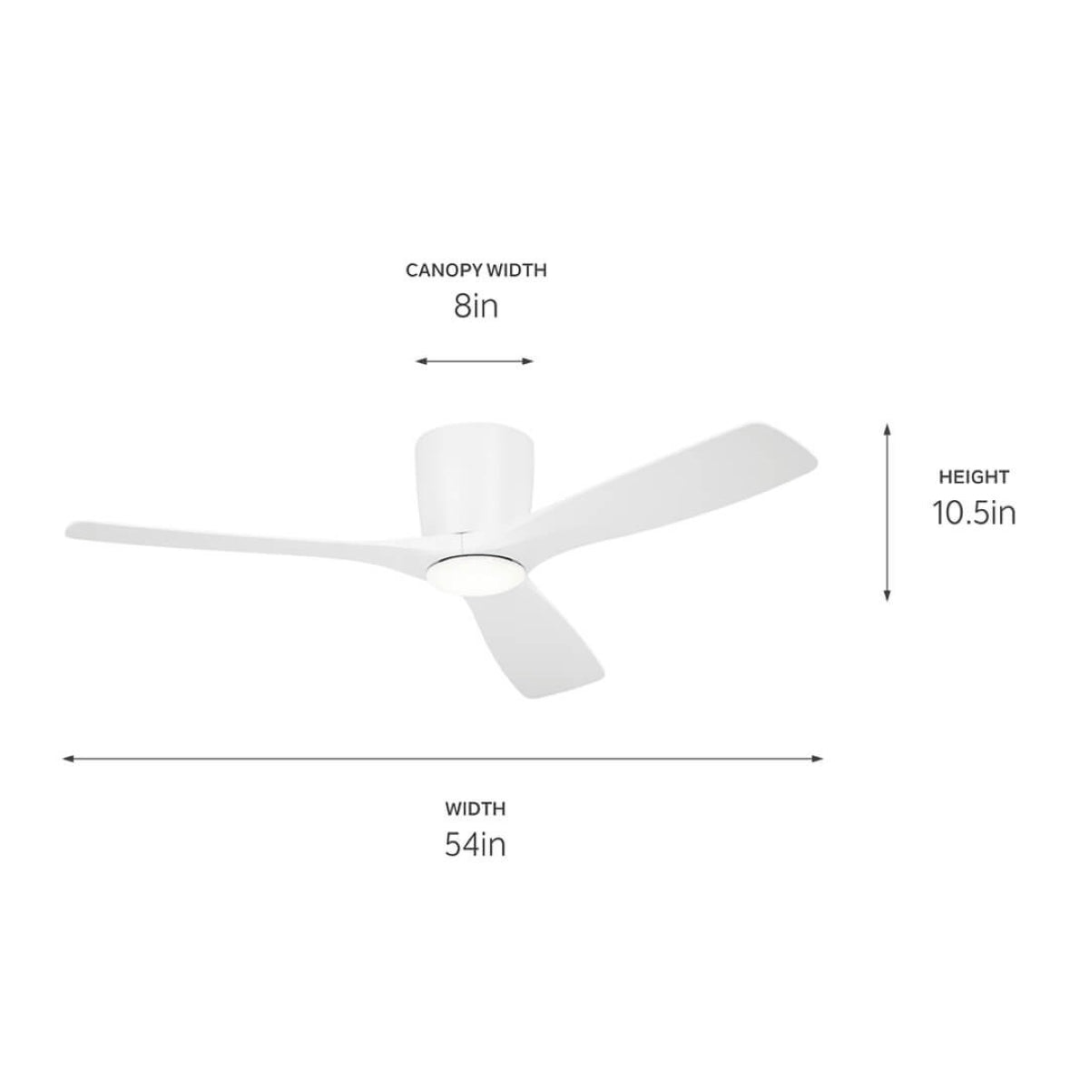 Volos 54 Inch Matte White Hugger LED Ceiling Fan with Wall Control - Bees Lighting