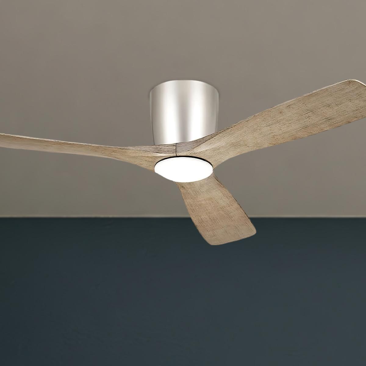 Volos 54 Inch Nickel Hugger LED Ceiling Fan with Wall Control - Bees Lighting