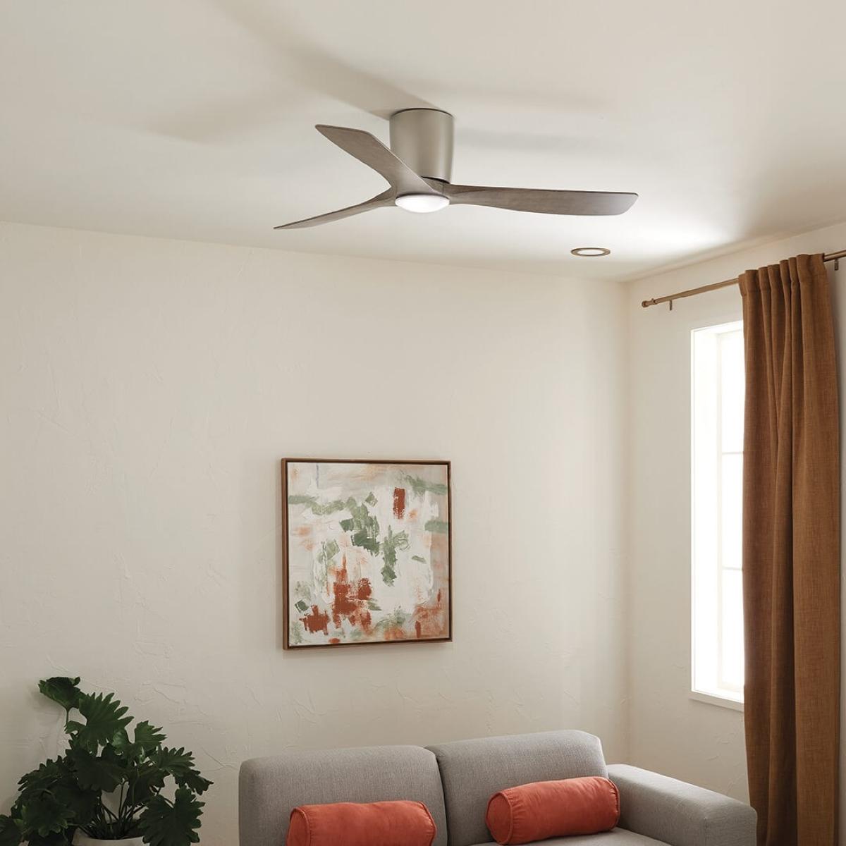 Volos 54 Inch Nickel Hugger LED Ceiling Fan with Wall Control - Bees Lighting