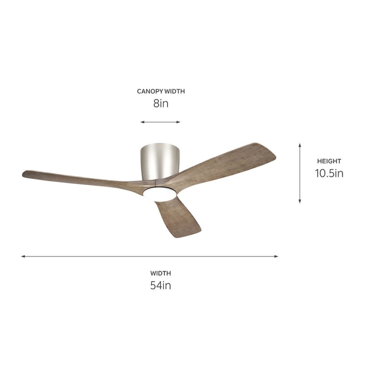 Volos 54 Inch Nickel Hugger LED Ceiling Fan with Wall Control - Bees Lighting