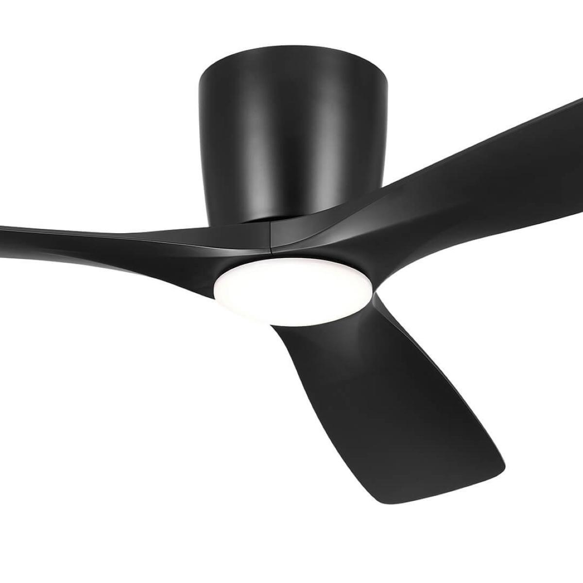 Volos 54 Inch Black Hugger LED Ceiling Fan with Wall Control - Bees Lighting