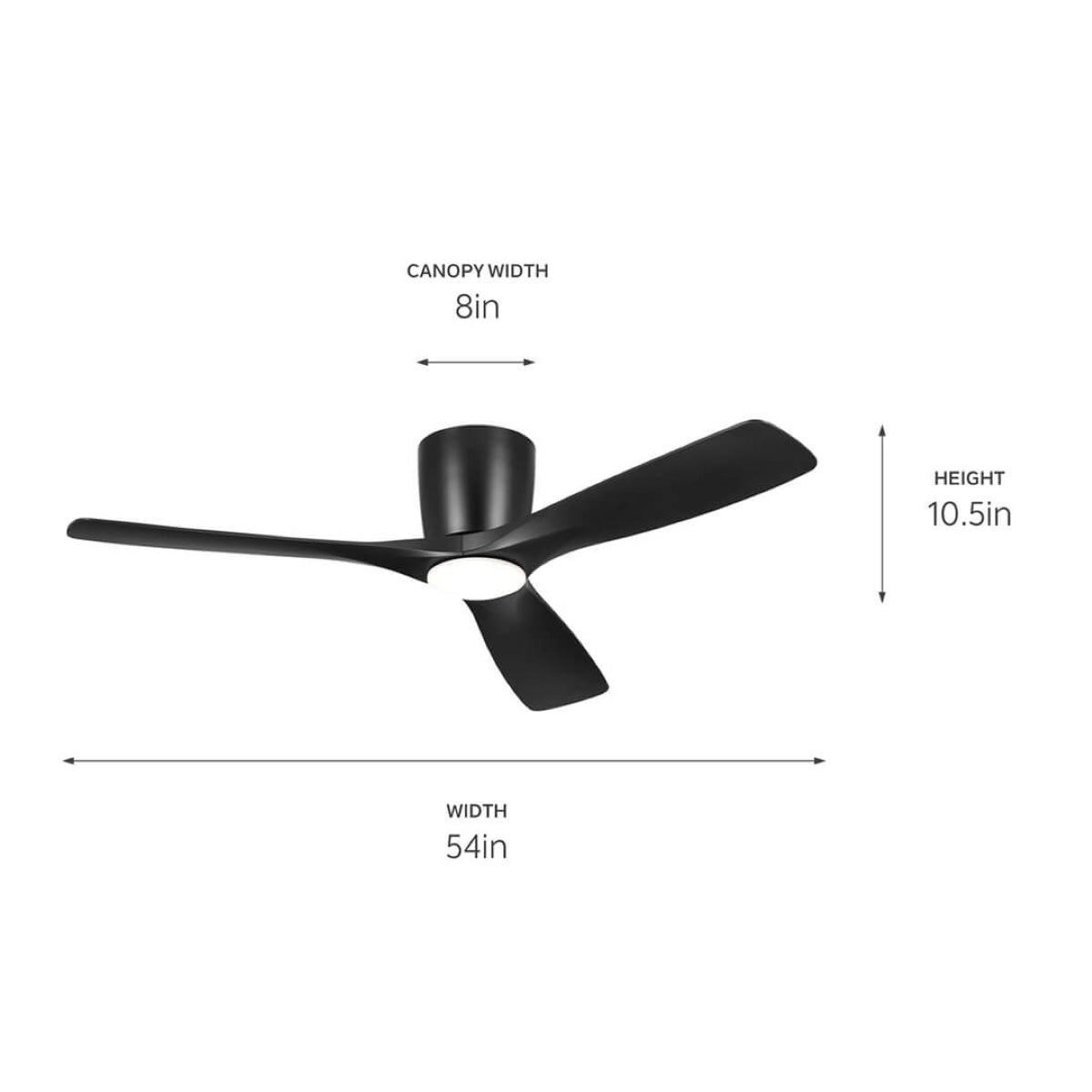 Volos 54 Inch Black Hugger LED Ceiling Fan with Wall Control - Bees Lighting
