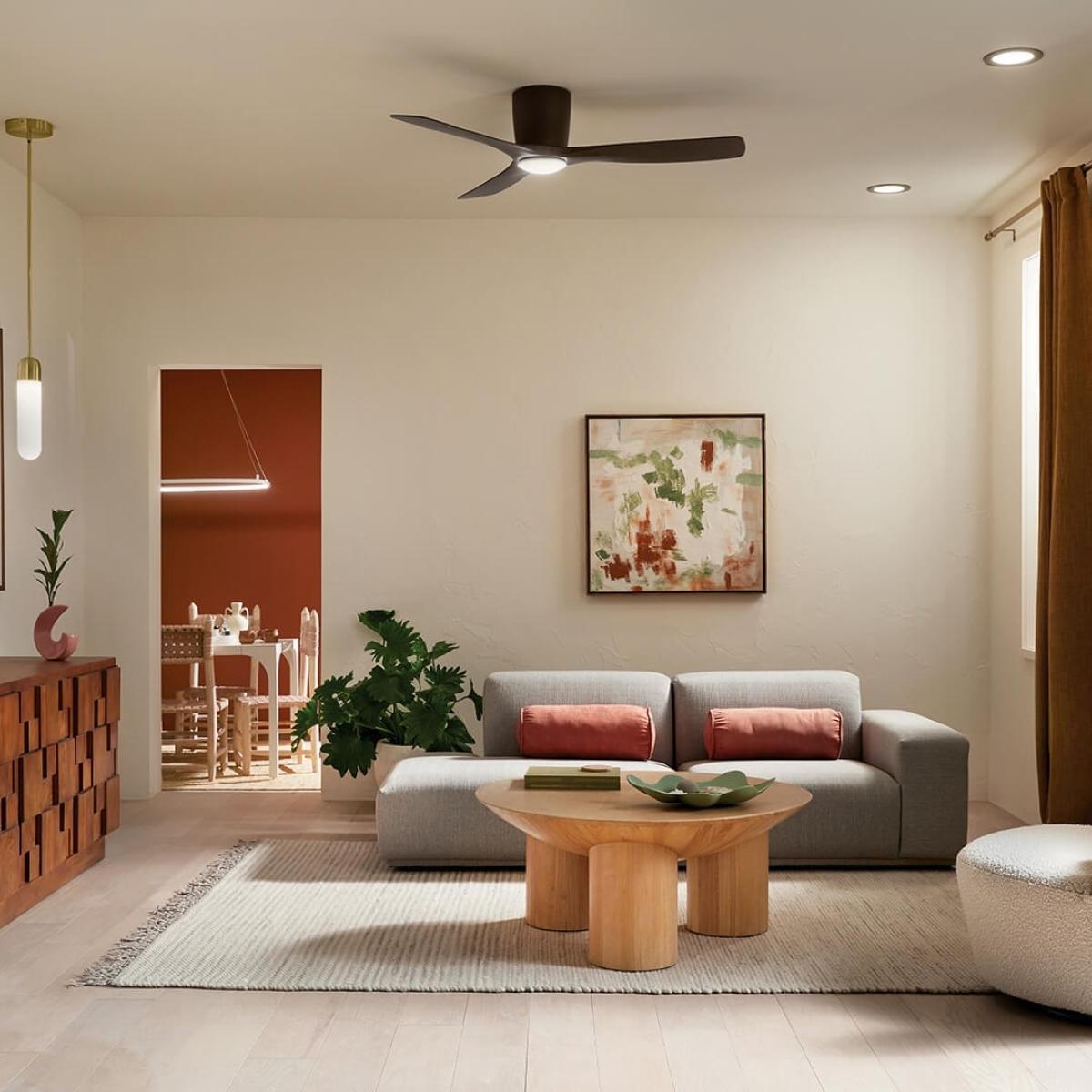 Volos 54 Inch Bronze Hugger LED Ceiling Fan with Wall Control - Bees Lighting