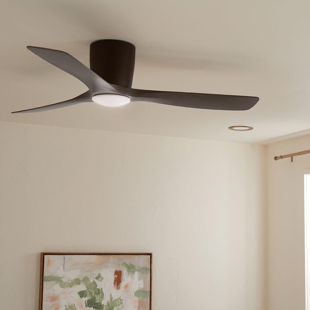 Volos 54 Inch Bronze Hugger LED Ceiling Fan with Wall Control - Bees Lighting