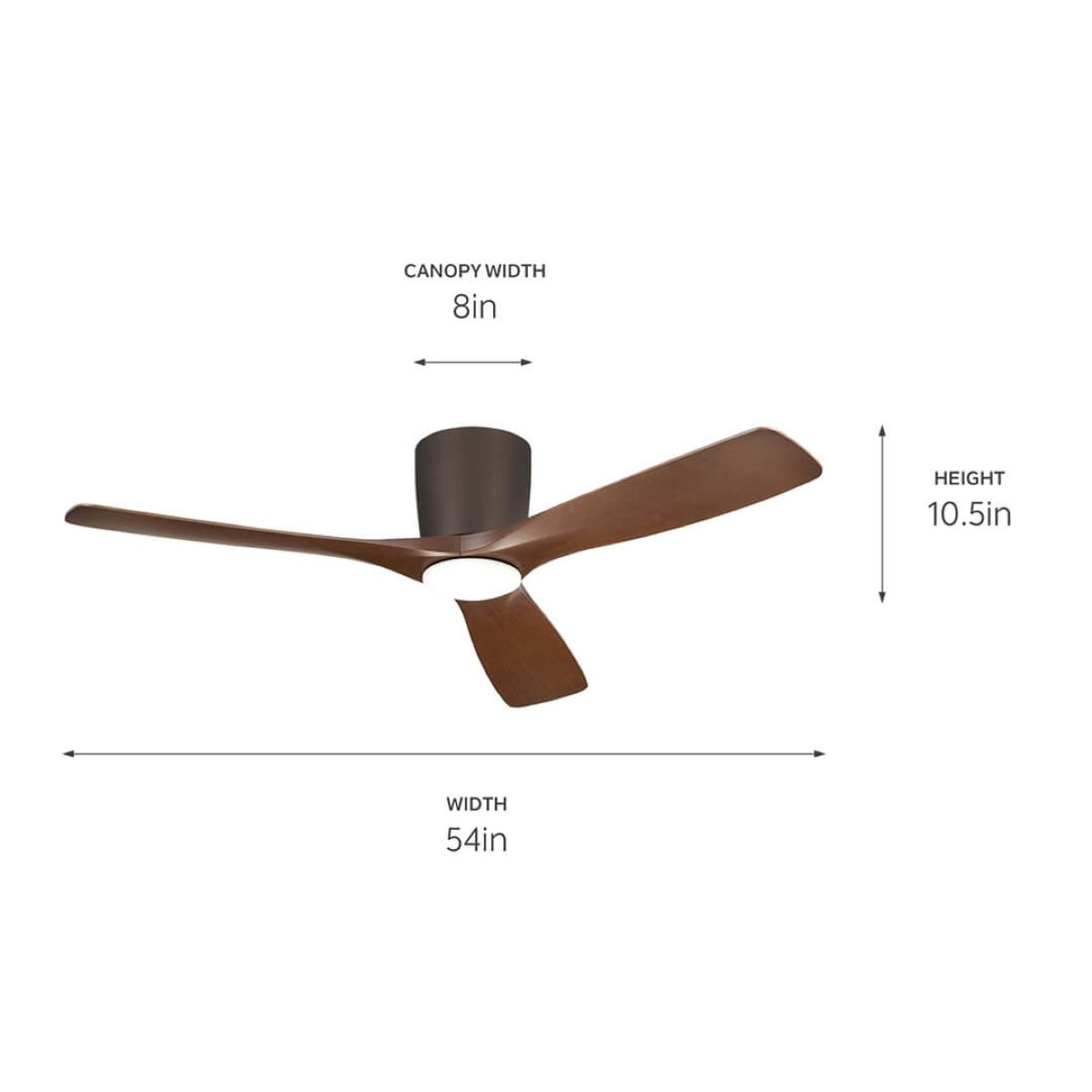 Volos 54 Inch Bronze Hugger LED Ceiling Fan with Wall Control - Bees Lighting