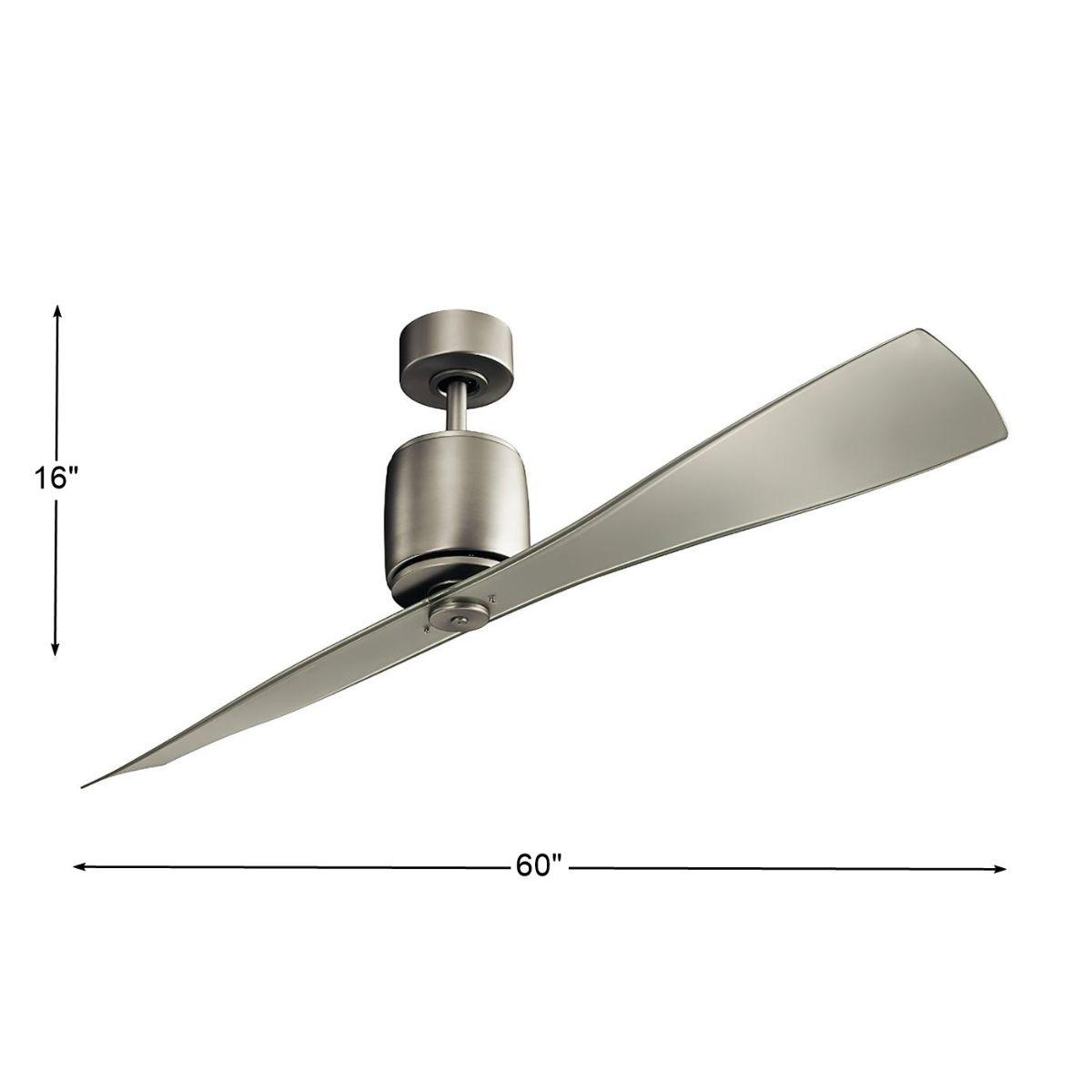 Ferron 60 Inch Brushed Nickel Indoor 2-Blade Ceiling Fan with Remote - Bees Lighting