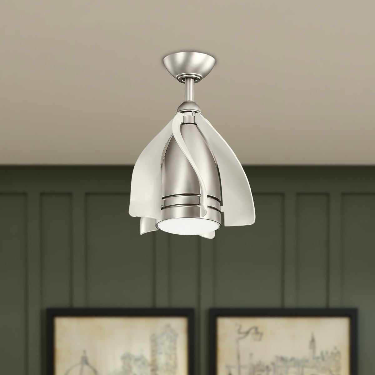 Terna 15 Inch Brushed Nickel Modern LED Ceiling Fan with Remote - Bees Lighting