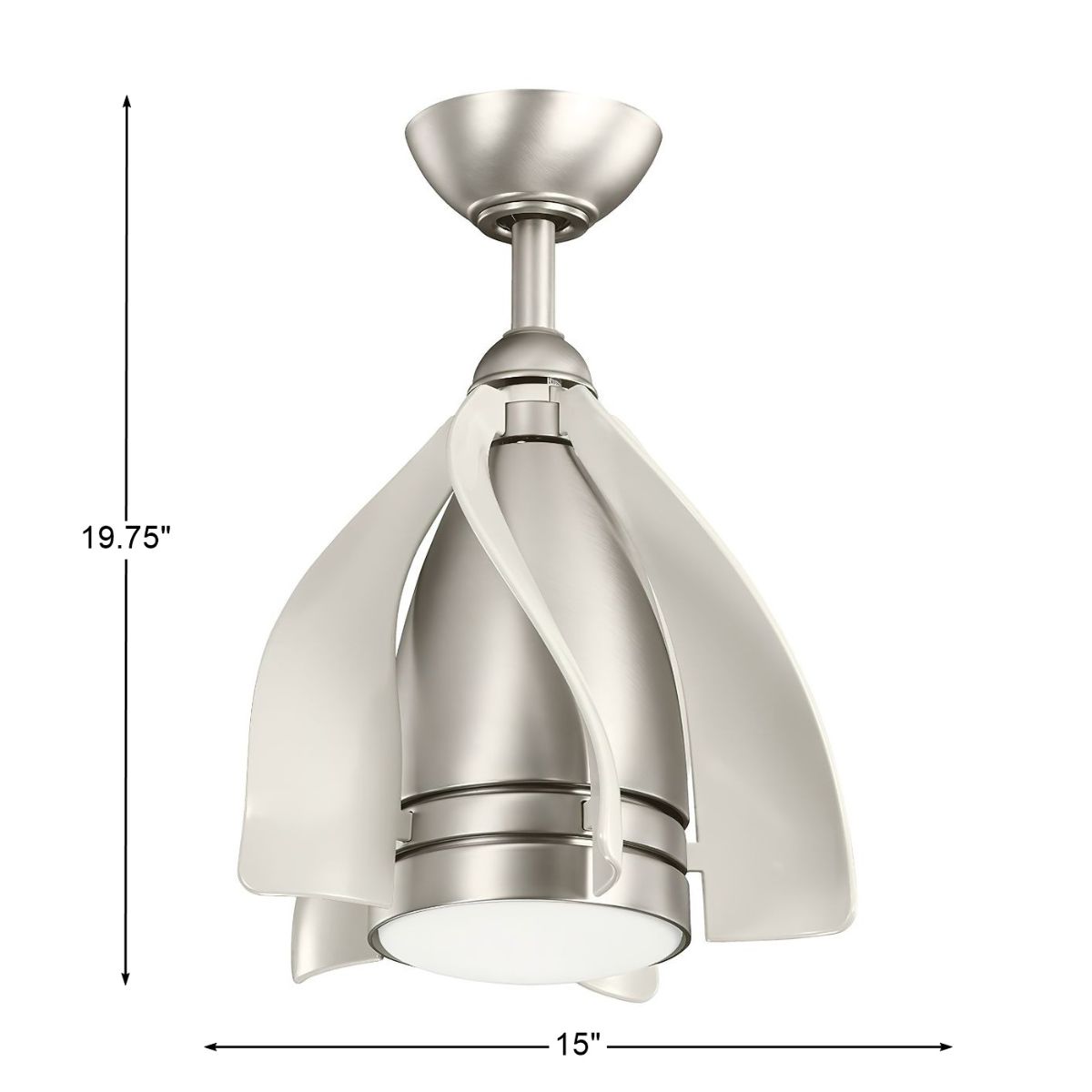 Terna 15 Inch Brushed Nickel Modern LED Ceiling Fan with Remote - Bees Lighting
