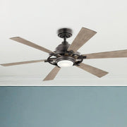 Gentry Lite 52 Inch Anvil Iron LED Ceiling Fan with Remote, Antique Gray and Walnut Blades - Bees Lighting