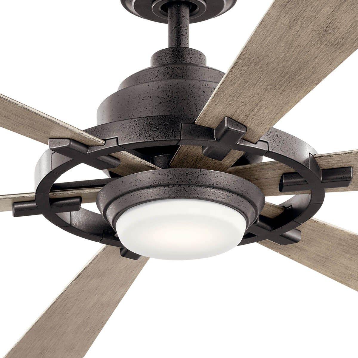 Gentry Lite 52 Inch Anvil Iron LED Ceiling Fan with Remote, Antique Gray and Walnut Blades - Bees Lighting
