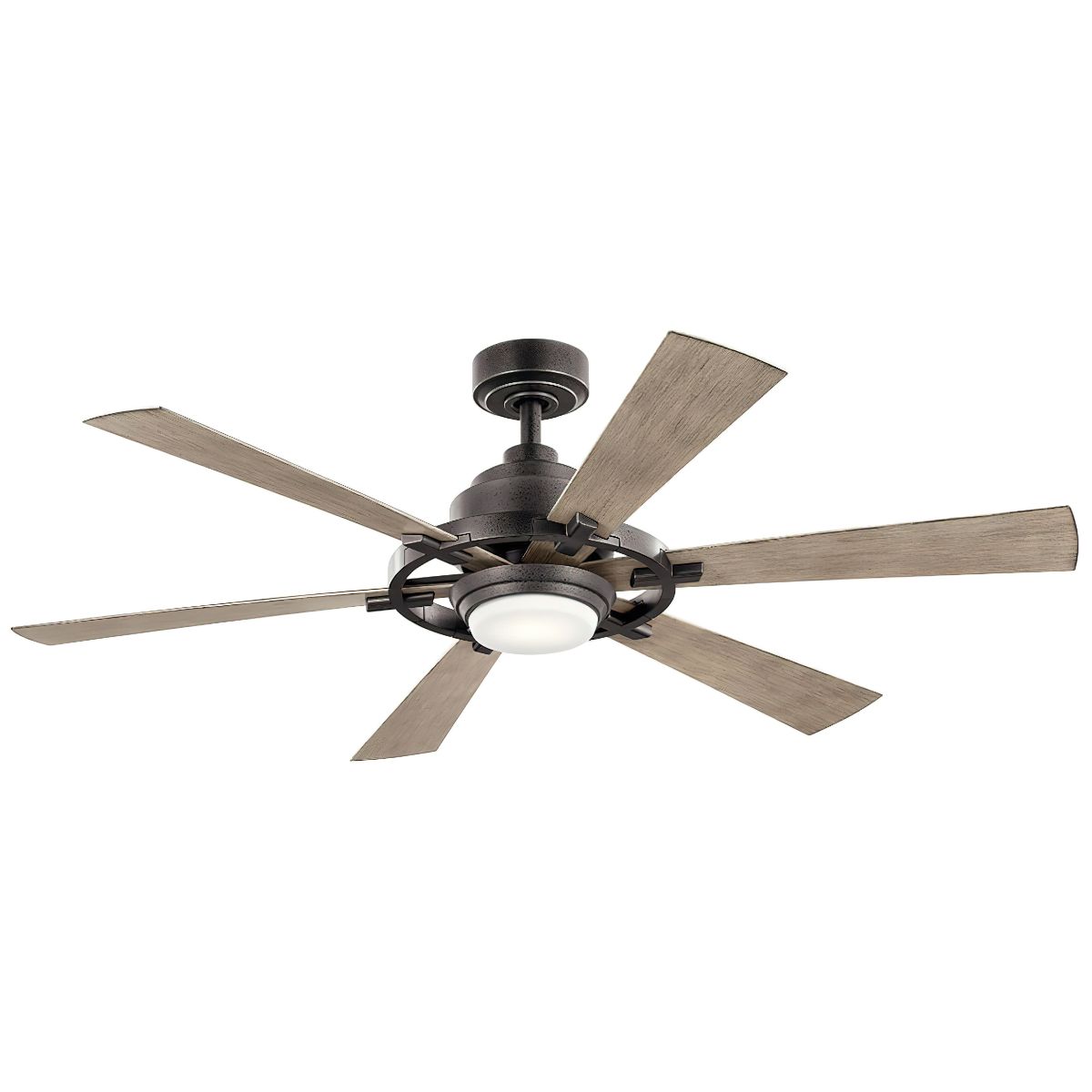 Gentry Lite 52 Inch Anvil Iron LED Ceiling Fan with Remote, Antique Gray and Walnut Blades - Bees Lighting