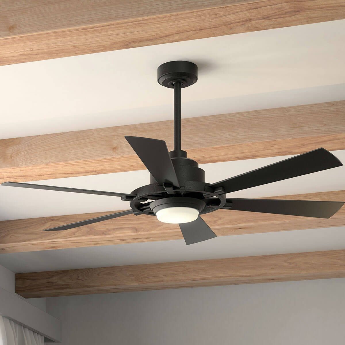 Gentry Lite 52 Inch Distressed Black Damp Rated LED Ceiling Fan with Remote - Bees Lighting