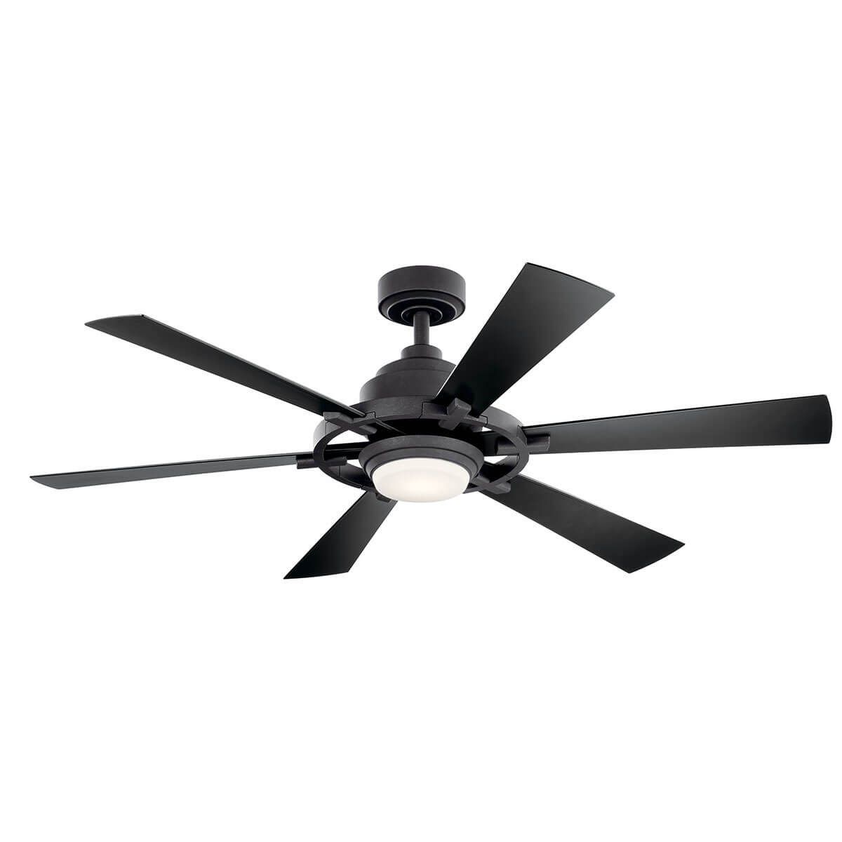 Gentry Lite 52 Inch Distressed Black Damp Rated LED Ceiling Fan with Remote - Bees Lighting