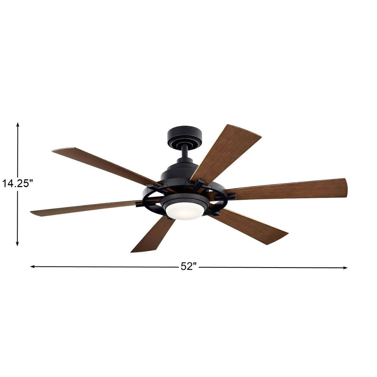 Gentry Lite 52 Inch Distressed Black Damp Rated LED Ceiling Fan with Remote - Bees Lighting