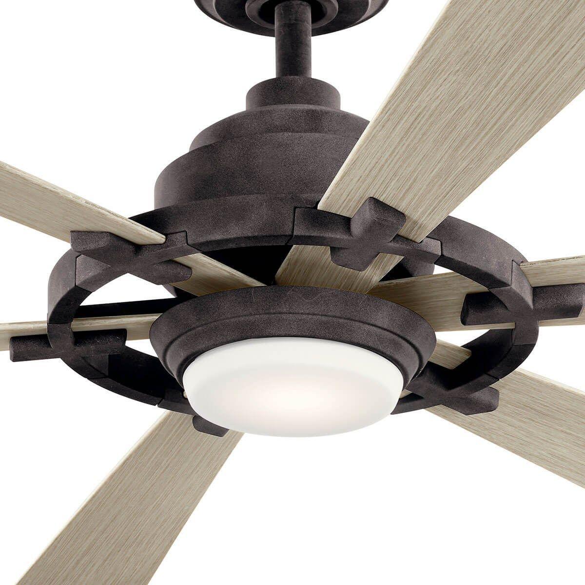 Gentry Lite 52 Inch Weathered Zinc Damp Rated LED Ceiling Fan with Remote - Bees Lighting
