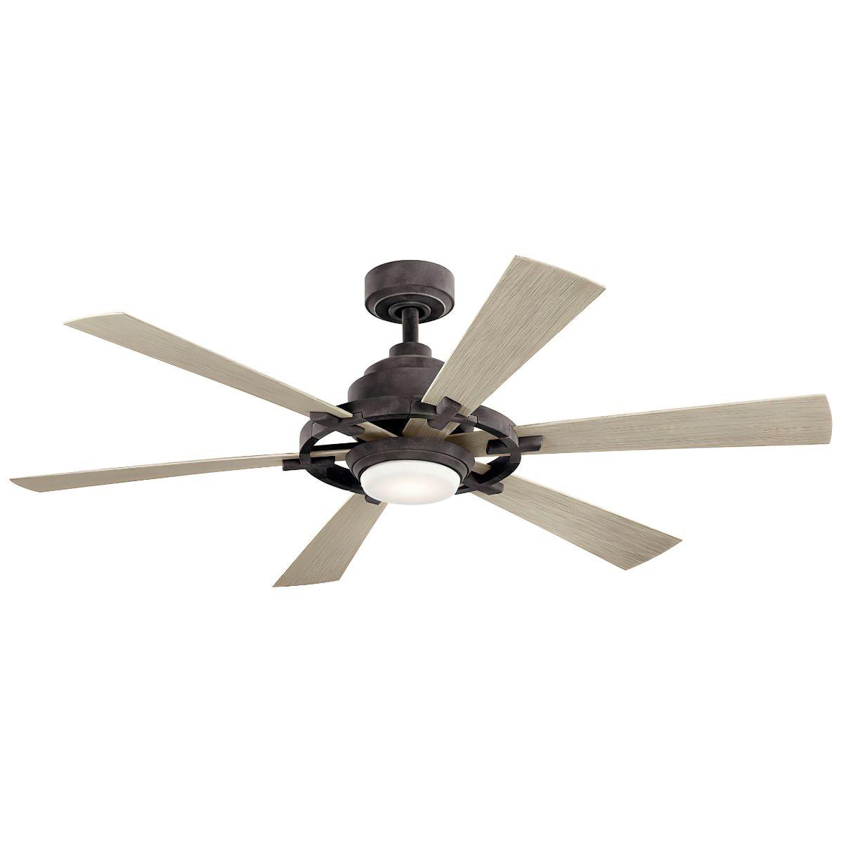 Gentry Lite 52 Inch Weathered Zinc Damp Rated LED Ceiling Fan with Remote - Bees Lighting