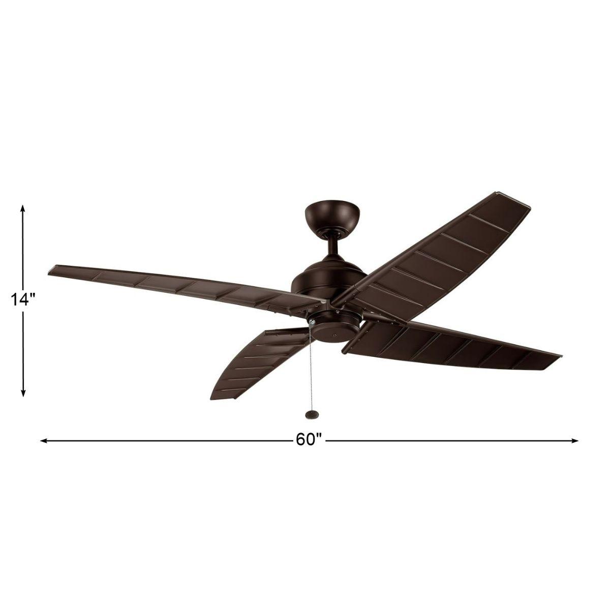 Surrey Climates 60 Inch Satin Natural Bronze Outdoor Ceiling Fan with Pull Chain - Bees Lighting
