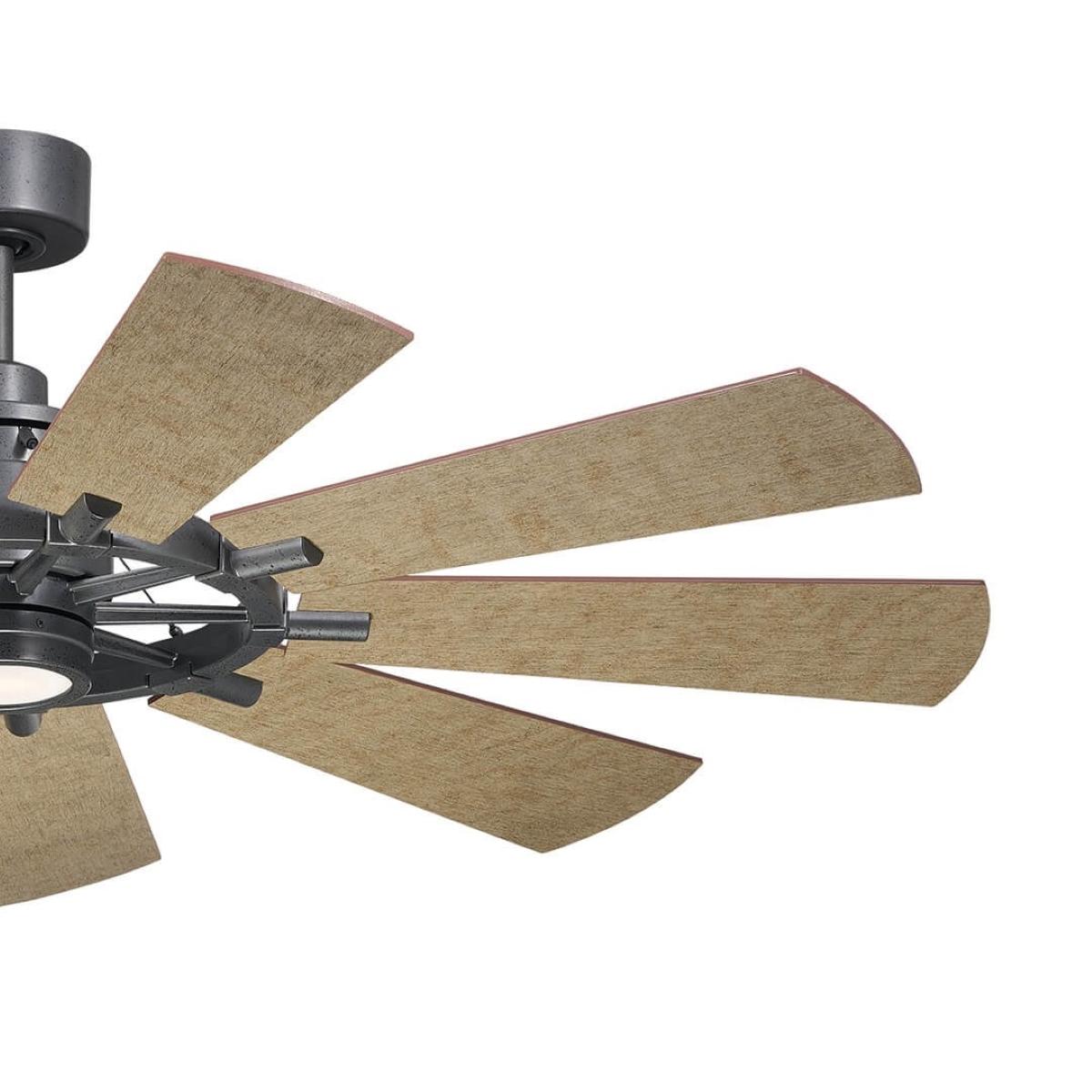 Gentry 60 Inch Anvil Iron LED Wagon Wheel Ceiling Fan with Wall Control - Bees Lighting