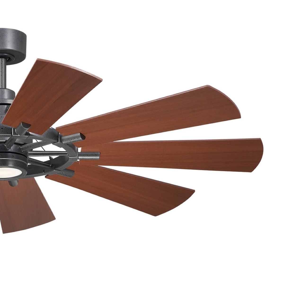 Gentry 60 Inch Anvil Iron LED Wagon Wheel Ceiling Fan with Wall Control - Bees Lighting