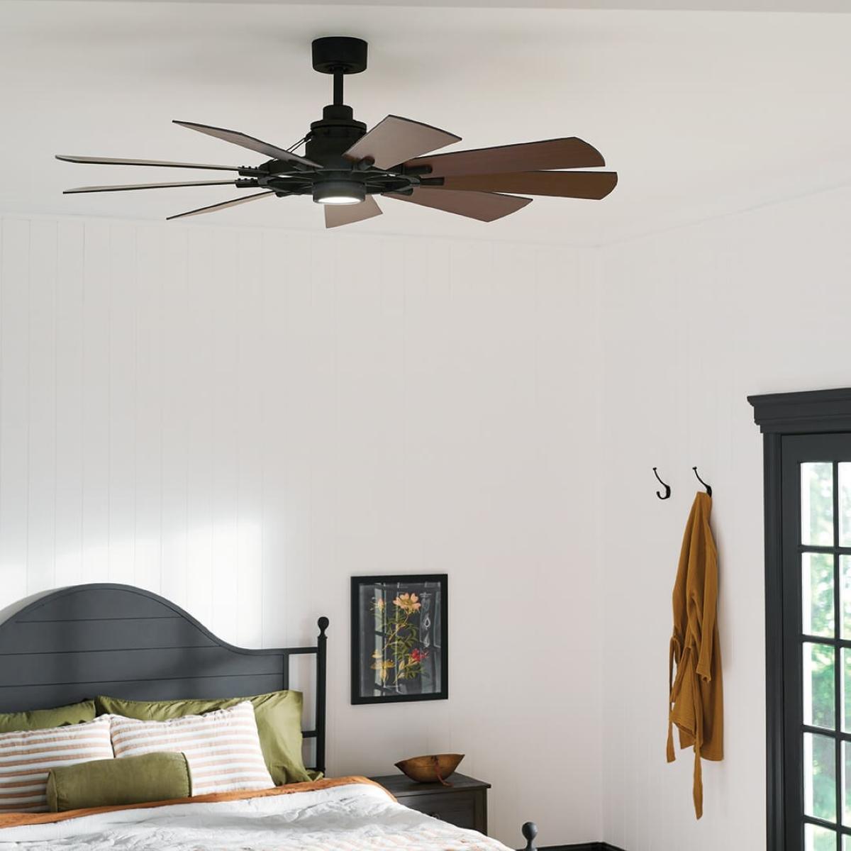 Gentry 60 Inch Farmhouse Windmill Outdoor Ceiling Fan With Light, Wall Control Included