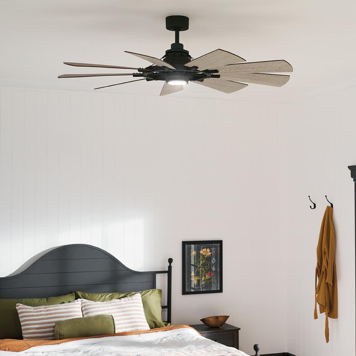 Gentry 60 Inch Farmhouse Windmill Outdoor Ceiling Fan With Light, Wall Control Included - Bees Lighting