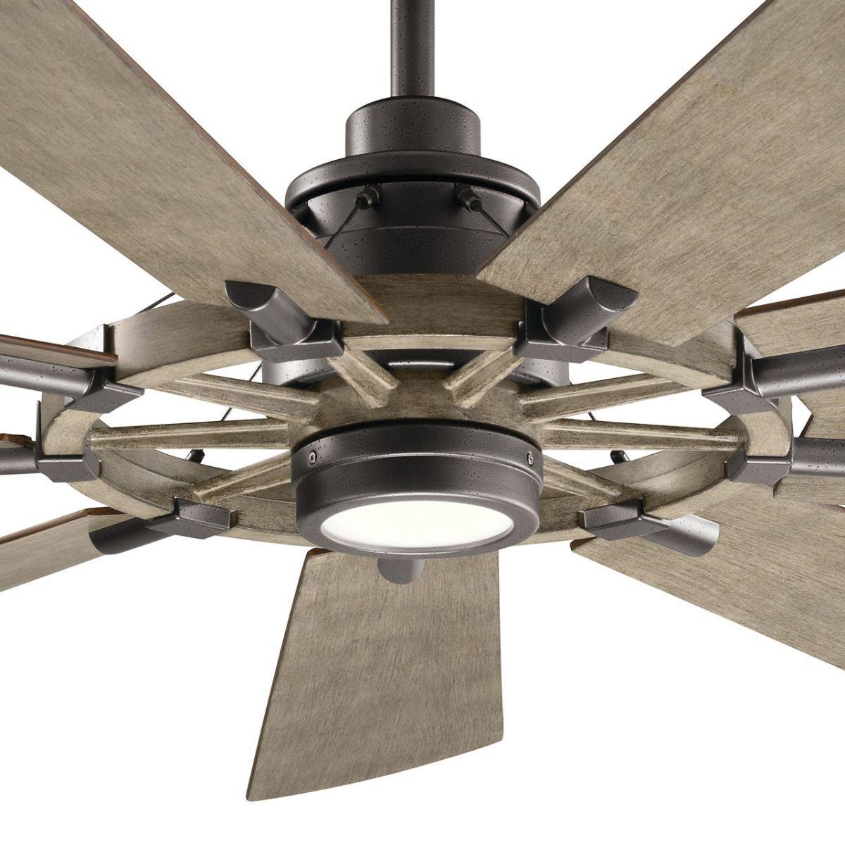 Gentry 65 Inch Farmhouse Windmill Outdoor Ceiling Fan With Light, Wall Control Included